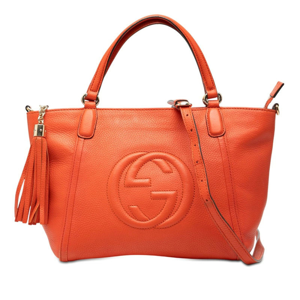 Gucci Soho Interlocking G 2way Shoulder Bag Orange Leather